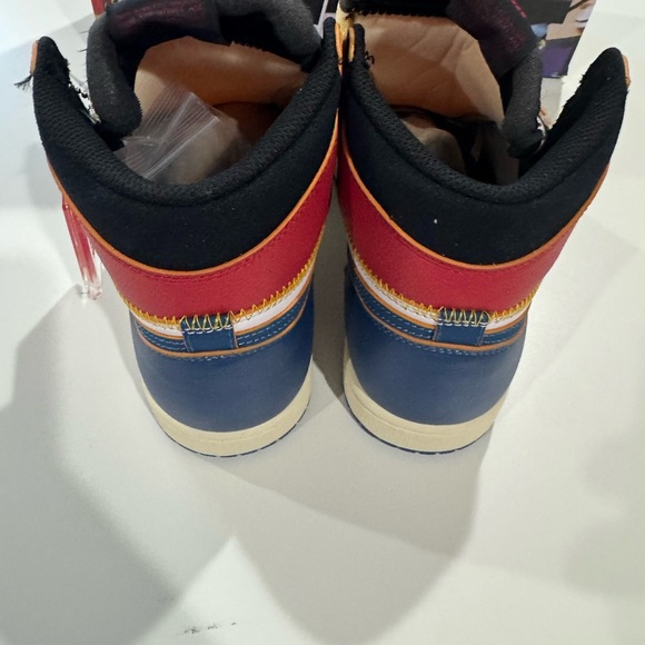 Used Nike Union X Air Jordan 1 OG Hi Retro“Blue Toe” men's shoes sz 8 - Picture 4 of 7